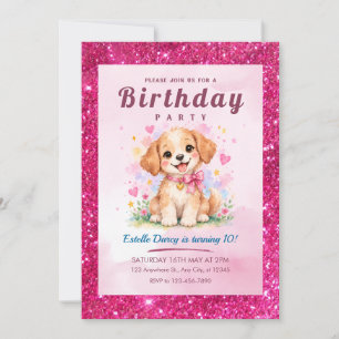 Convite de Aniversário de Cachorrinho Fofo