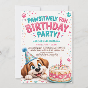 Convite de Aniversário de Cachorrinho Fofo para Cr