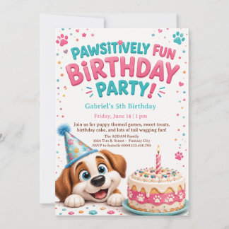 Convite de Aniversário de Cachorrinho Fofo para Cr
