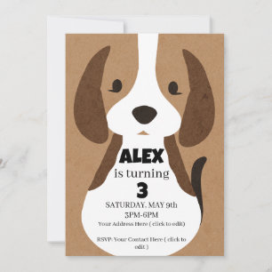Convite de Aniversário de Cachorrinho Meninos   Ed