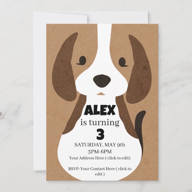 Convite de Aniversário de Cachorrinho Meninos | Ed (Frente)