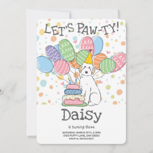Convite de aniversário de Cachorro Aussiedoodle Br