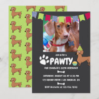 Convite de aniversário de cachorro Dachshund
