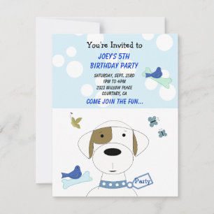 Convite de Aniversário de Cachorro de Desenho Anim