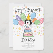 Convite de aniversário de Cachorro Goldendoodle