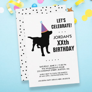 Convite de aniversário de Cachorro Negro Engraça
