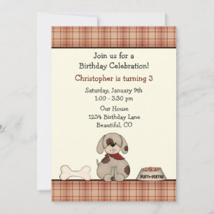 Convite de aniversário de cachorros-quitinhos para