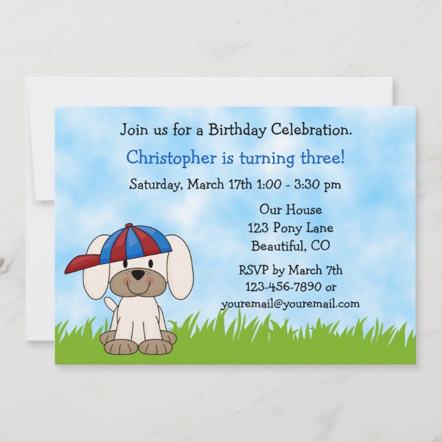Convite de aniversário de cachorros-quitinhos para (Frente)