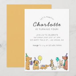 Convite de aniversário de cães coloridos