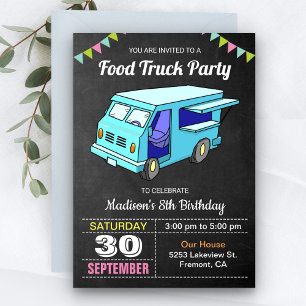 Convite de Aniversário de Caminhão de Comida Fofo