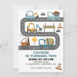 Convite de Aniversário de Caminhão de Construção