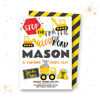 Convite de aniversário de Caminhão de Construção