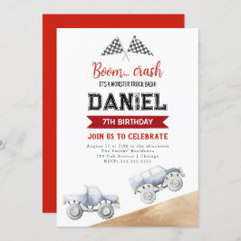 Convite de aniversário de Caminhão de Crianças Mon