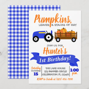 Convite de Aniversário de Caminhão de Pumpkin - 