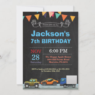 Convite de Aniversário de Caminhão de Transporte