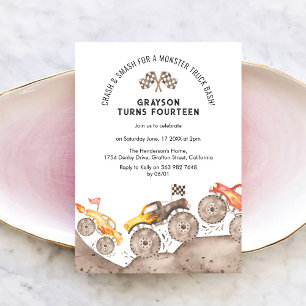 Convite de Aniversário de Caminhão Monstro