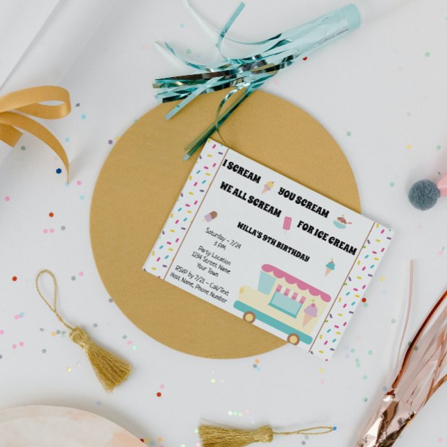 Convite de Aniversário de Caminhão sorvete (Criador carregado)