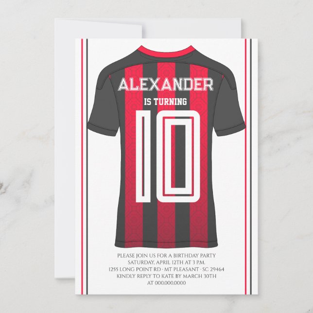 Convite de Aniversário de Camisa de Futebol com Li (Frente)