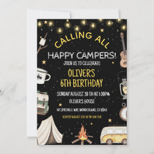 Convite de Aniversário de Camping   Fogueira ao Ar