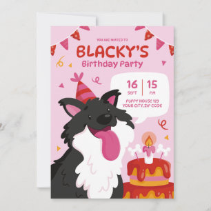 Convite de Aniversário de Cão Desenho Mão Personal