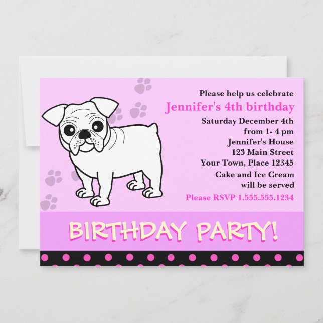 Convite de aniversário De Cãozinho (Frente)