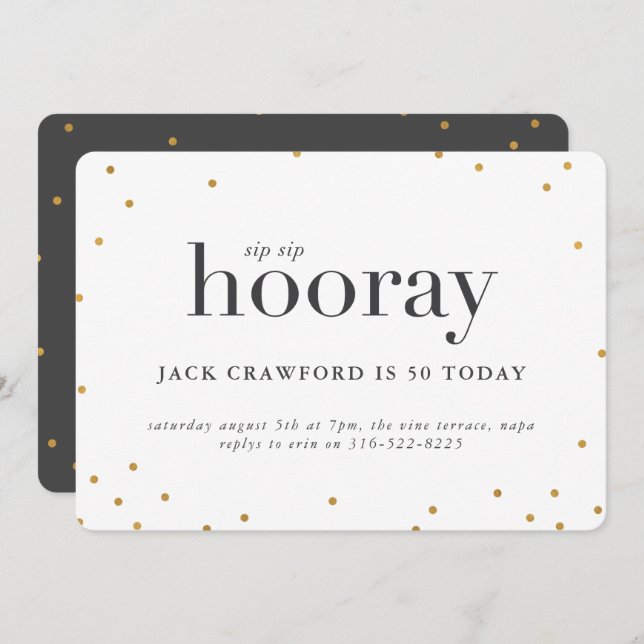 Convite de aniversário de capa do Sip sip (Frente/Verso)