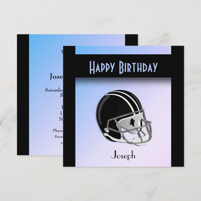 Convite de aniversário de Capacete de Futebol (Frente/Verso)