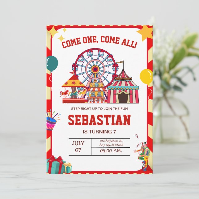 Convite de Aniversário de Carnaval, Aniversário de (Em pé/Frente)