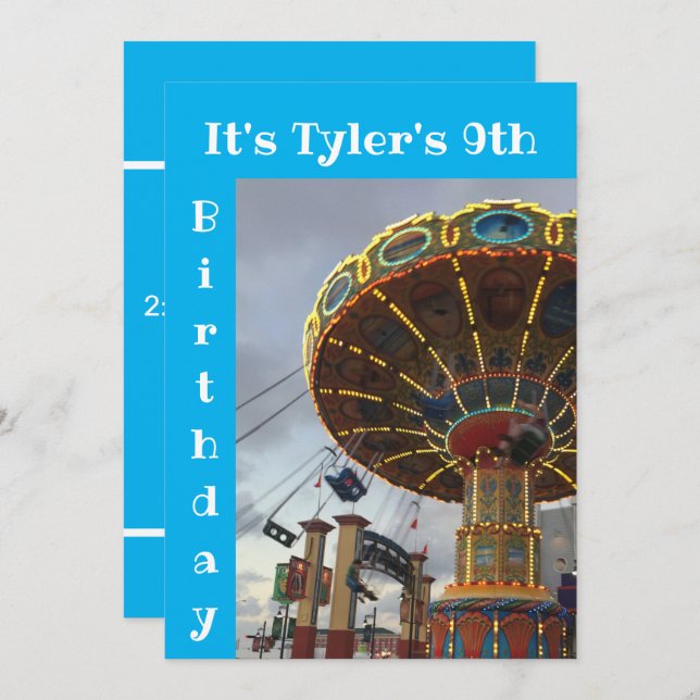 Convite de aniversário de Carnaval do Parque de Am (Frente/Verso)