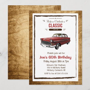 Convite de Aniversário de Carro Clássico Antigo pa