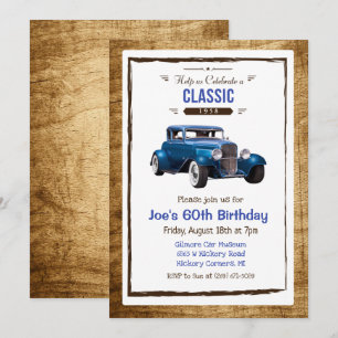 Convite de Aniversário de Carro Clássico Antigo pa