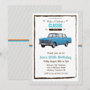 Convite de Aniversário de Carro Clássico Antigo pa