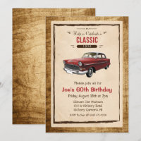 Convite de Aniversário de Carro Clássico Antigo pa