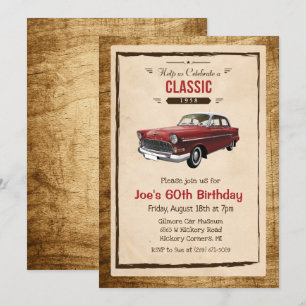 Convite de Aniversário de Carro Clássico Antigo pa