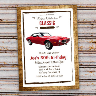 Convite de Aniversário de Carro Clássico Antigo pa