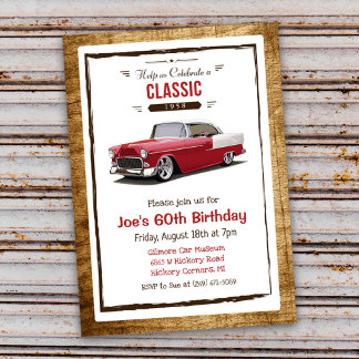 Convite de Aniversário de Carro Clássico Antigo pa