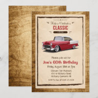Convite de Aniversário de Carro Clássico Antigo pa