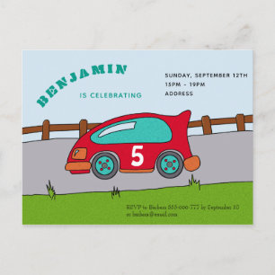 Convite de Aniversário de Carro de Corrida