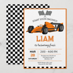 Convite de Aniversário de Carro de Corrida