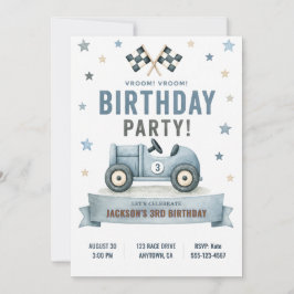 Convite de Aniversário de Carro de Corrida