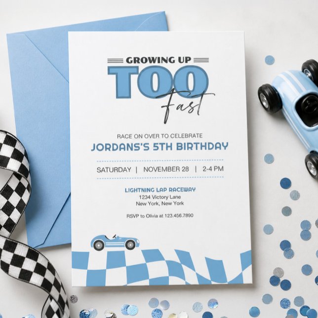 Convite de Aniversário de Carro de Corrida Crescen (Criador carregado)