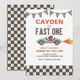 Convite de Aniversário de Carro de Corrida Fast On
