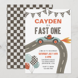 Convite de Aniversário de Carro de Corrida Fast On