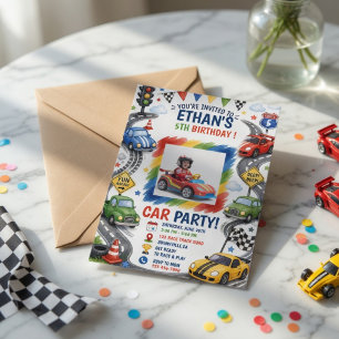 Convite de Aniversário de Carro de Corrida Persona