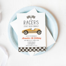 Convite de Aniversário de Carro de Corrida Vintage