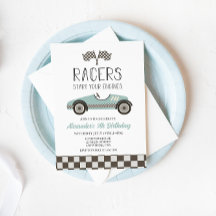 Convite de Aniversário de Carro de Corrida Vintage