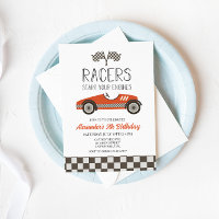 Convite de Aniversário de Carro de Corrida Vintage