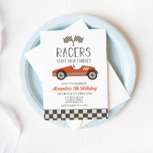 Convite de Aniversário de Carro de Corrida Vintage