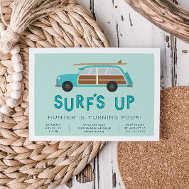 Convite de aniversário de Carro Vintage Woody