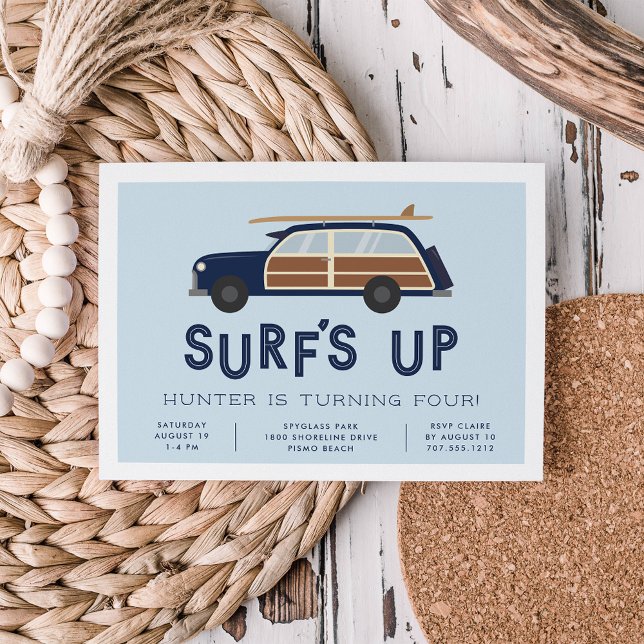 Convite de aniversário de Carro Vintage Woody (Criador carregado)
